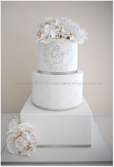 French-Parisian style wedding cake with flowers